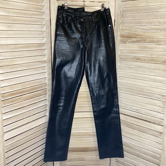 Agolde Criss Cross Straight Black Soft Recycled Leather Pants 25 $378 - Picture 8 of 12